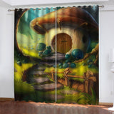 Load image into Gallery viewer, Mushroom House Curtains Pattern Blackout Window Drapes