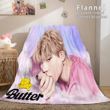 Load image into Gallery viewer, BTS Butter Bangtan Boys Flannel Fleece Blanket Cosplay Dunelm Bedding