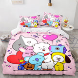 Laden Sie das Bild in den Galerie-Viewer, Cartoon BT21 BTS Bettwäsche-Set Quilt Bettbezug Bettwäsche-Sets