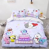 Carica l&#39;immagine nel visualizzatore Galleria, Cartoon BT21 BTS Set biancheria da letto al burro Set di biancheria da letto copripiumino trapuntato