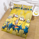 Carica l&#39;immagine nel visualizzatore Galleria, Set di biancheria da letto per cartoni animati Minion Set di lenzuola per copripiumino trapuntato cosplay