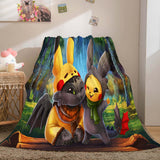 Load image into Gallery viewer, Cartoon Pokemon Pikachu Flannel Fleece Blanket Throw Cosplay Blankets