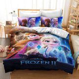 Laden Sie das Bild in den Galerie-Viewer, Frozen 2 Elsa Anna Bettwäsche-Set Quilt Bettbezüge Bettwäsche-Sets