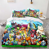 Load image into Gallery viewer, Game Pokémon Pattern Pikachu Bedding Set Quilt Cover Without Filler