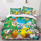 Load image into Gallery viewer, Game Pokémon Pattern Pikachu Bedding Set Quilt Cover Without Filler