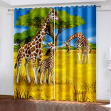 Load image into Gallery viewer, Giraffe Curtains Pattern Blackout Window Drapes