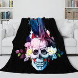 Laden Sie das Bild in den Galerie-Viewer, Halloween-Horror-Skelett-Schädel-Flanell-Fleece-Decke, Nickerchen-Decke