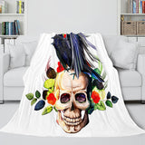 Laden Sie das Bild in den Galerie-Viewer, Halloween-Horror-Skelett-Schädel-Flanell-Fleece-Decke, Nickerchen-Decke