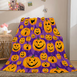 Carica l&#39;immagine nel visualizzatore Galleria, Coperta in pile di flanella per feste di zucca di Halloween Coperta trapuntata per pisolino avvolgente