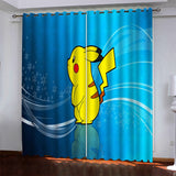 Load image into Gallery viewer, Pikachu Curtains Pattern Blackout Window Drapes