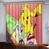 Load image into Gallery viewer, Pikachu Curtains Pattern Blackout Window Drapes