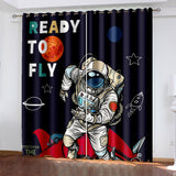 Load image into Gallery viewer, Space Astronaut Alien Curtains Blackout Cosplay Window Treatments Drapes