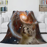 Load image into Gallery viewer, Space Cat Astronaut Cat In Space Flannel Fleece Blanket Wrap Blanket