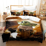 Laden Sie das Bild in den Galerie-Viewer, Star Wars Baby Yoda Cosplay Kinderbettwäscheset Bettbezug Bettsets