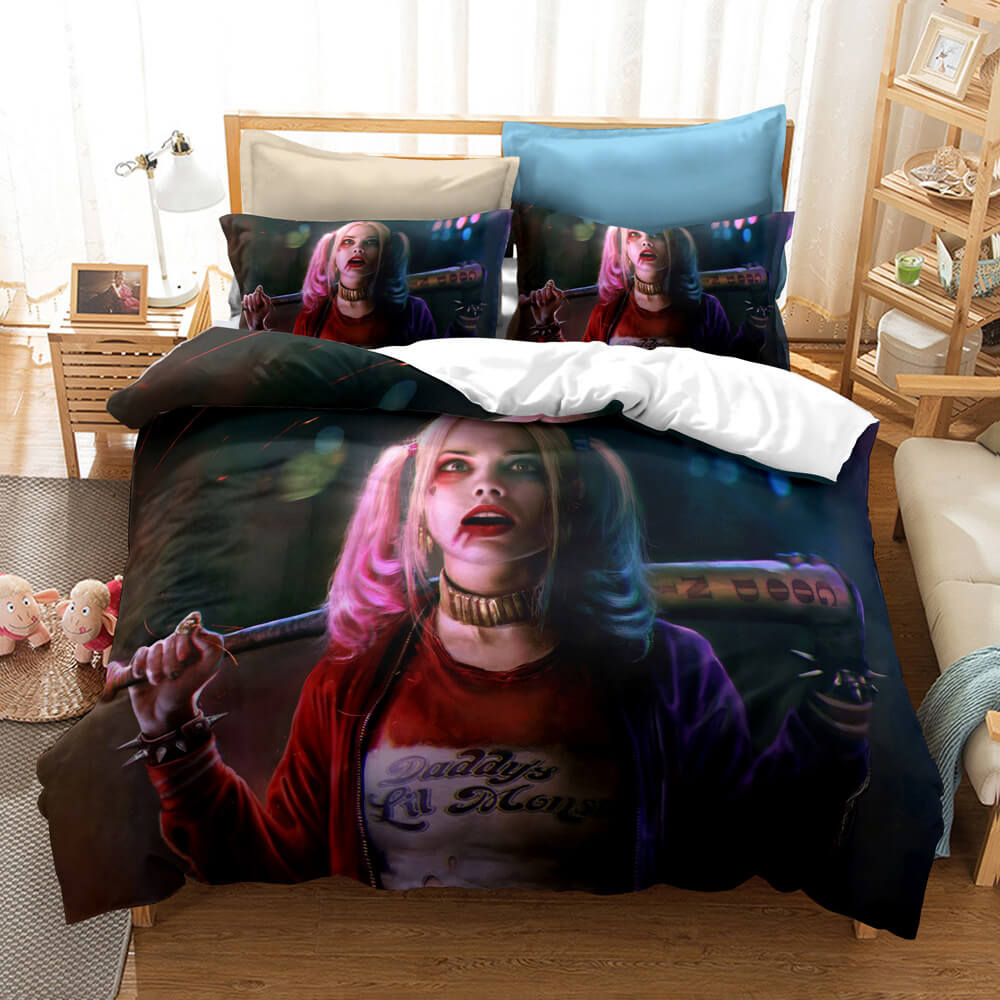 Copripiumino Harley Quinn 3D set copribiancheria da letto personalizzata  federa